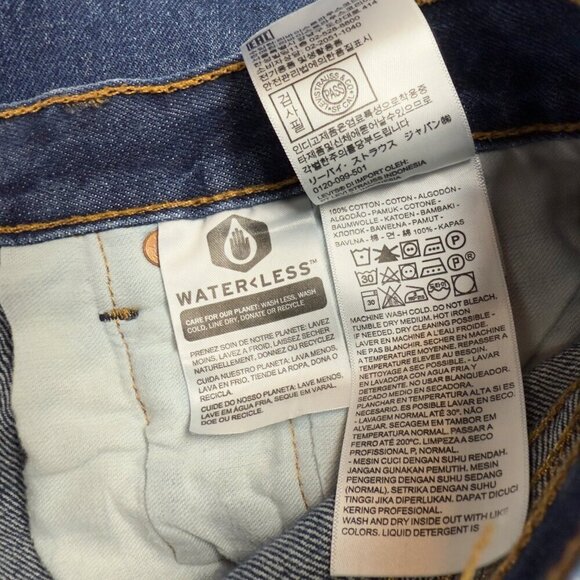 LEVI'S 501 Original Fit Distressed Button Fly Dark Blue Wash Jeans Size 32 - Picture 6 of 6